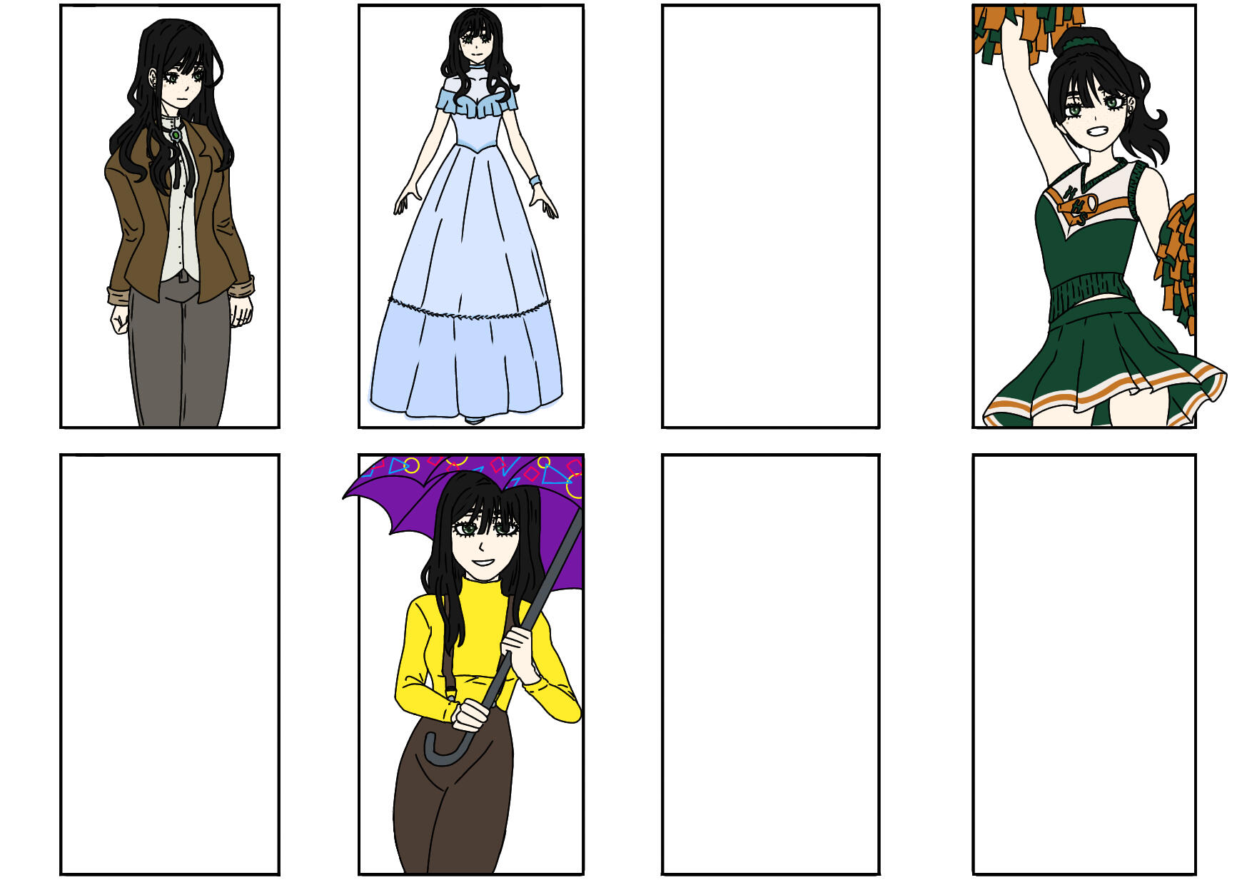 different outfits, work in progress